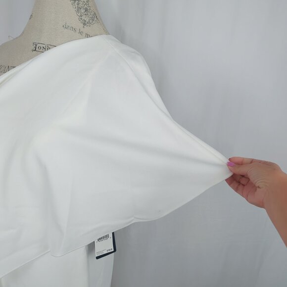 Adrianna Papell Jumpsuit White Asymmetrical One Shoulder NWT - Picture 11 of 16